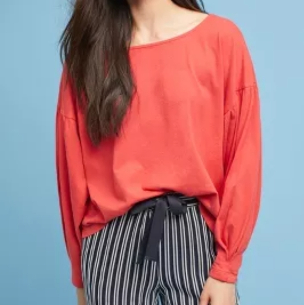 T. La Shae Balloon Sleeve Boat Neck Top